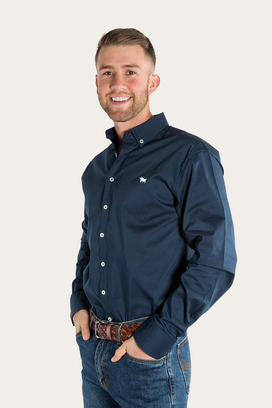 Ringers Western Longreach Mens Plain Stretch Poplin Dress Shirt