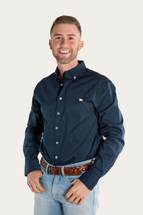 Ringers Western Longreach Mens Plain Stretch Poplin Dress Shirt